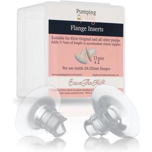 Save The Milk Silicon Flange Inserts - Personalfit Flex, Breast Shield Shaped Around You for Comfortable & Efficient Pumping | BPA Free Breast Pump Accessories, 2 Pc (13mm) Pumping Preety Inserts (13 mm)