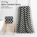 REDKISS 2 Piece Large Black and White Bath Towels Set - 27x55 Highly Absorbent 600GSM Cotton Checkered Towels for Bathroom Decoration, Retro Checkered Design