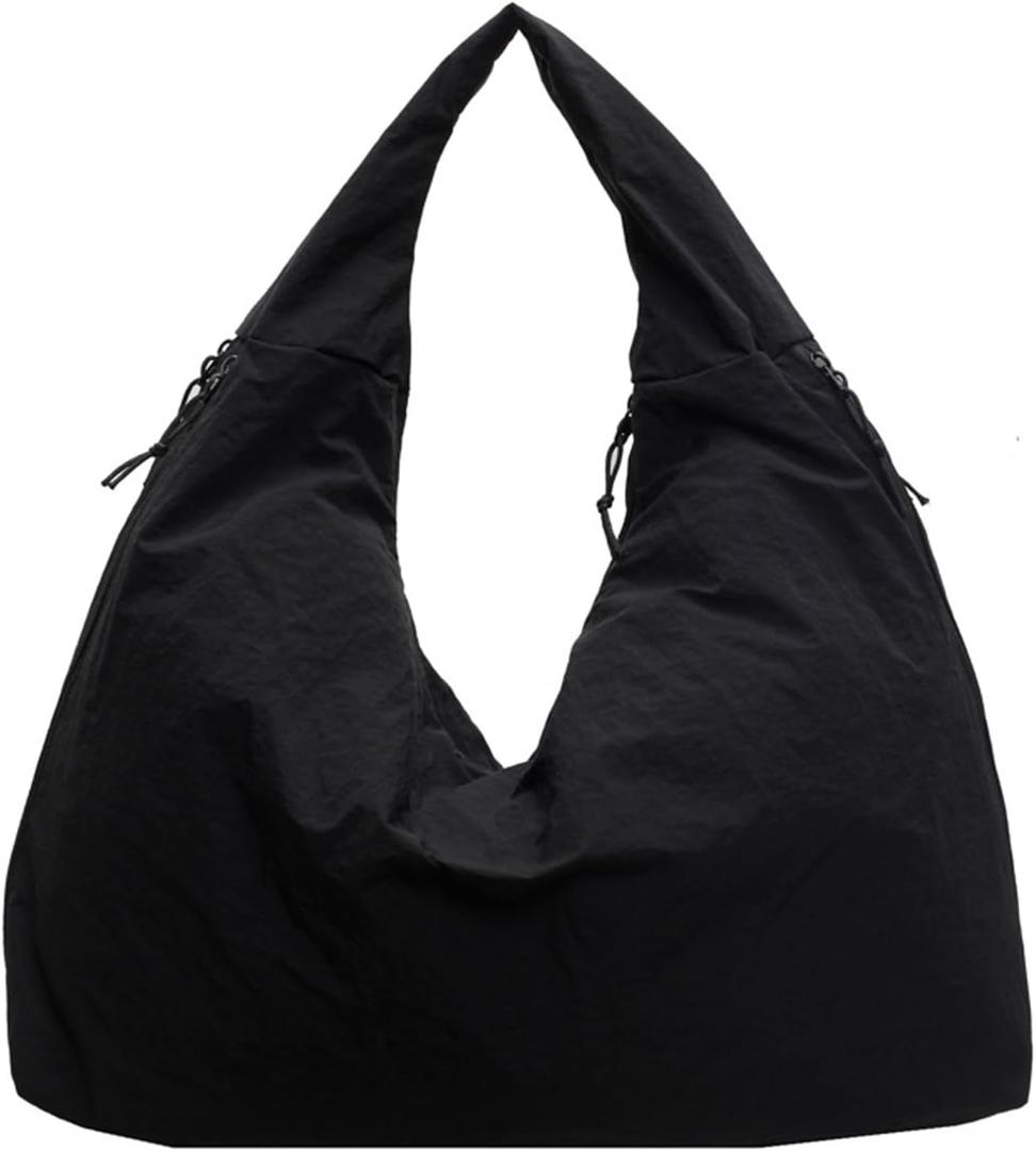 Large Hobo Shoulder Bag for Women Nylon Slouchy Bag Fashion Casual Draped Tote Bag