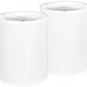 Tall Lamp Shades Set of 2, 10" Top X 10" Bottom X 13" High Large Drum Lampshades for Table Lamps Floor Lamp, White Line Fabric Lamp Shades, Easy Assembly Replacement Lampshades