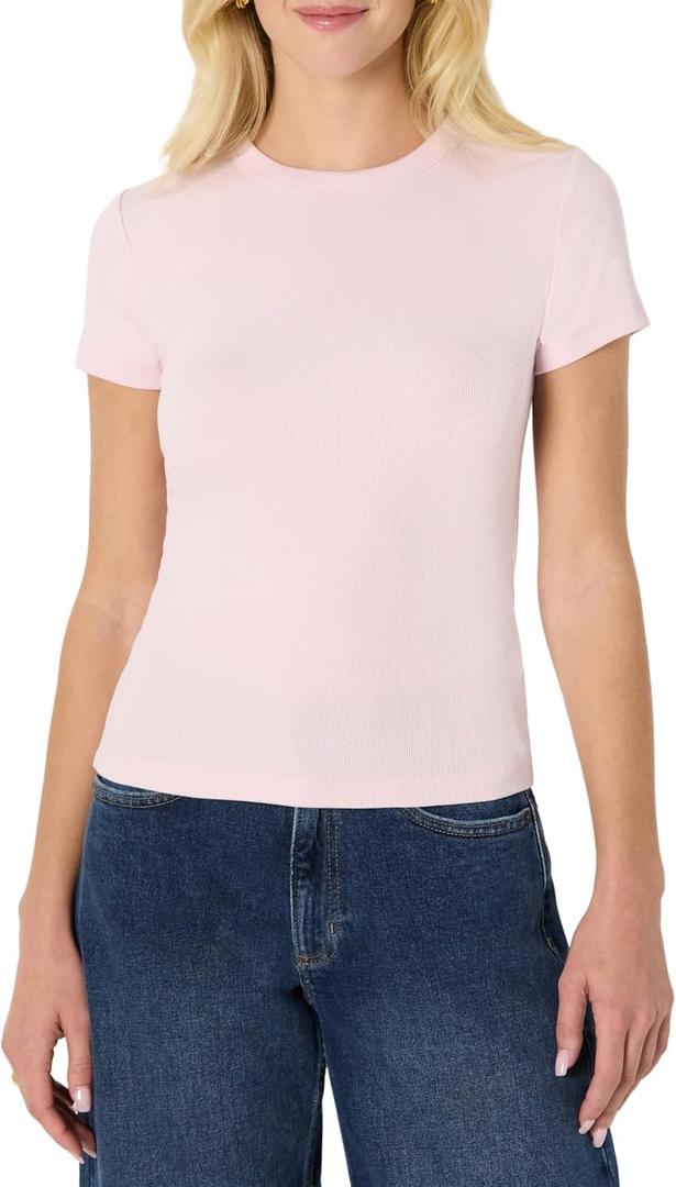 Amazon Essentials Women's Slim-Fit Stretch Rib Short Cap Sleeve Crew Neckline Tee, XXL