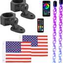 KEMIMOTO 2pc 3ft Whip Lights with Mounting Brackets for Side by Side, APP Control LED Whip Lights for UTV Offroad, Compatible with Polaris RZR Can-Am Maverick X3 for 1.75-2 inch Roll Bar Cage