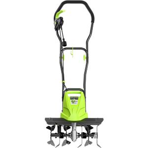 BUCOTOD 18-Inch 13.5 Amp Tiller/Cultivator with 6 Steel Tines, 3-Adjustable Wheels, Foldable Handle, 8'' Tilling Depth Electric Corded Tillers, Electric Garden Rototiller for Garden Lawn Soil Digging