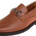 Josmo Boys Dress Shoes  Slip-On Comfort Uniform Oxford Loafer with Buckle Black and Brown (Big Kid/Little Kid) (Size 13-6) (10 Toddler, Tan)
