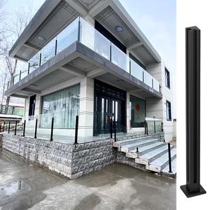 Black Glass Railing Post,304 Stainless Steel Glass Railing Post: Sturdy and Durable, Suitable for Balustrade,Stairs, Deck,Balcony and Pool (Corner Post, 39.3 inch / 100 cm)