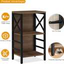 MNEETRUNG Small Bookshelf,3 Tier Industrial Bookcase with Metal Frame and Backboard,Low Rustic Brown Book Shelf,Book case for Small Spaces,Living Room,Bedroom and Home Office