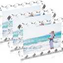 Acrylic Picture Frames 3 Pack, 46 In Magnetic Picture Photo Frames, Clear Frameless Photo Display Freestanding,Double Sided Picture Frame Gift for Desk Desktop Home Office Decor,UV Protection