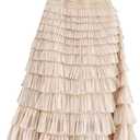 Flygo Women's Long Maxi Tulle Skirts A Line Ruffle High Waisted Tiered Layered Mesh Tutu Skirt Petticoat (XL)