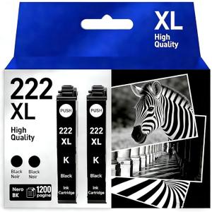 222XL 222 Black Ink Cartridges Remanufactured Replacement for 222 XL 222XL T222 T222XL Ink Cartridges Combo Pack Works with Expression XP-5200 and Workforce WF-2960 Printers