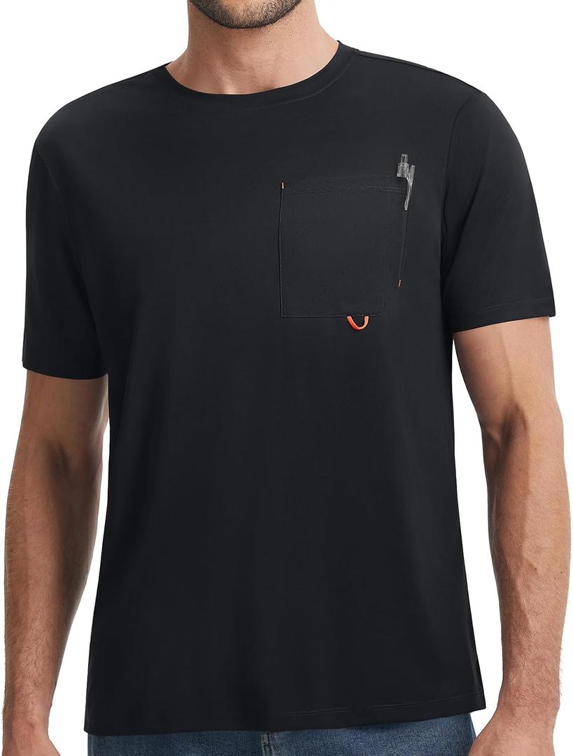 baleaf Men's Short Sleeve Sun Shirts UPF 50+ Quick Dry (Black, L)