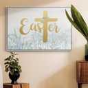 Renditions Gallery Festive Wall Art Floater Framed Paintings Easter Wildflowers Canvas Artwork Wall Hanging Prints for Bedroom Office Kitchen - 17"X25" White Frame GAL007