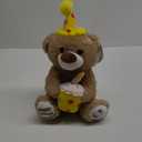 Hopearl Adorable Happy Birthday Teddy Bear with Glowing Cupcake Musical Stuffed Animal Bear Singing and Shaking Plush Toy Interactive Animated Kids Gifts, Brown, 15’’