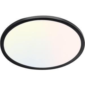 hykolity 9 Inch Selectable CCT LED Round Flat Panel Light, 18W 1800LM 3000K/4000K/5000K, Edge-Lit Flush Mount Ceiling Light Fixture for Kitchen, Bedroom, Laundry and Closet Room, Black