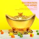 Cabilock Gold Ingot Candy Box 9.05X5.51X5.51 Inch Portable Chinese Feng Shui Ornament for Home Decor Wedding Party Storage and Display