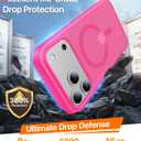 4 x Magnetic for iPhone 17 Pro Case,[Anti-Slip][Compatible with MagSafe][Military Grade Drop Protection] Shockproof Protective Translucent Matte Phone Case for iPhone 17 Pro Case,Hot Pink