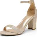 DREAM PAIRS Womens Chunkle (7, Gold/Glitter)