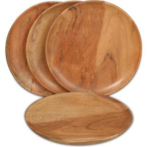 DEVLA Natural Acacia Wooden Charger Plates For Dinner (10x10 inch) Small Round Wood Charger Plates Set of 4 For Kitchen Use, Table Centerpieces | weddings, Parties, Anniversaries, Festival Gifts