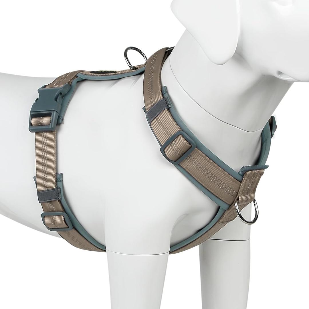 Plutus Pet No Pull Dog Harness, Adjustable Nylon Harness with Soft Padding, Reflective and Heavy Duty Dog Harness for Dogs(Beige, Large)