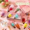 Poen 12 Sets Employee Appreciation Gifts Crochet Knitted Pencils Thank You Greeting Card Set 6 Colors Pencil Sign with Drawstring Organza Bags for Coworker Office End of Year Teacher Gifts Option