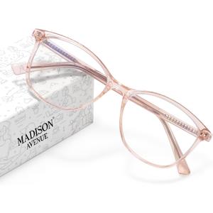 Madison Avenue Blue Light Blocking Glasses Anti Eyestrain UV Glare Blue Light Glasses for Women TV Phone Computer Gaming Eyeglasses Liberty (Crystal Brown)