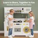 Play Kitchen with Coffee Maker – Pretend Kitchen Set with Lights and Sounds, 35.24 x 11.61 x 36.81 inches, White and Gold