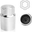 D-Type Wheel Lock Key for Toyota & Lexus – Professional Anti-Theft Lug Nut Removal Tool – Heavy-Duty Steel Locking Nut Key for Secure Wheel Installation & Removal (Silver)
