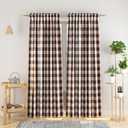 Buffalo Check Curtains 95 inches Long Cotton Basement Gingham Plaid Kitchen Window Curtain Panels Living Room Checker Drapes Bedroom Rod Pocket Window Treatment 2 Panels Brown and White