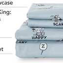 Berkshire Blanket Peanuts Kids Sheet Set Queen Size - 4 Pieces,Cute Character Snoopy Printed Soft Microfiber Bed Sheets,Peanuts Different Emotion Murky Blue