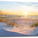 Canvas Wall Art For Living Room Super Large Size Wall Decor For Office Canvas Art Framed Pictures Artwork Blue Sun Beach Grass Ocean Landscape Paintings Bedroom Decor Seascape Draw Home Decorations (60L" x 30W")