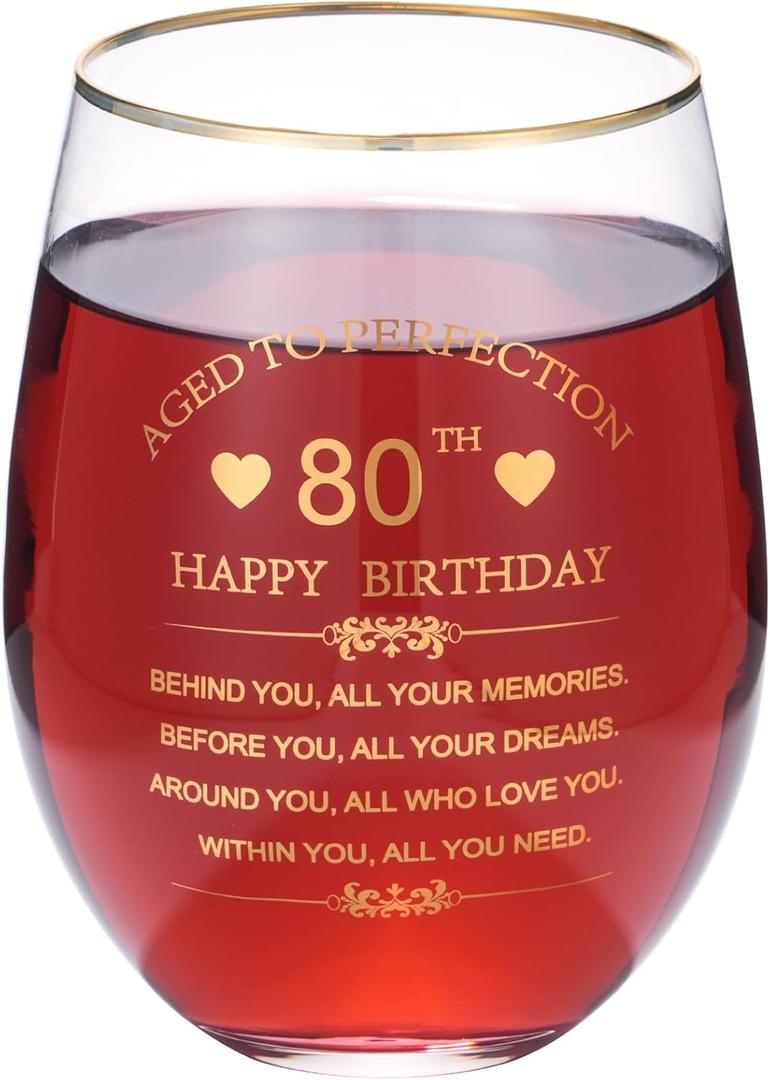 Inspirational 80th Birthday Gifts for Women Men 15oz Wine Tumbler Red Wine Glass Cup Behind You All Your Memories Before You All Your Dreams 1945 80 Years Old Birthday Present (80th)