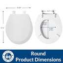 BEMIS 500EC 390 Toilet Seat with Easy Clean & Change Hinges, 1 Pack Round, Cotton White