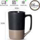 16 OZ Large Coffee Mug, Two Color Combination Big Ceramic Tea Cup with Square Handle with White Speckled for Men Women Restaurant Home Office Hot Drinks, Grey