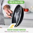 GreenLife 16 Piece Nonstick Cookware Set, Soft Grip Non-Toxic PFAS-Free Ceramic Pots & Pans, Dishwasher & Oven Safe, Frying, Sauce, Saute, Utensils, Glass Lids, Stay-Cool Handles, Wobble Free, Black