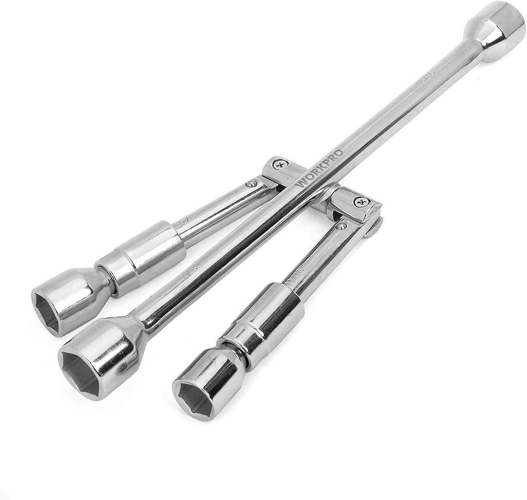 WORKPRO 14-Inch Universal Folding Lug Wrench, 4-Way Cross Wrench