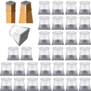 32 Pcs Square Chair Leg Protectors for Hardwood Floors,Felt Furniture Floor Protectors with Silicone Caps, Extra Large Size (Fits Chair Legs with Side Length: 1-5/8" to 2")