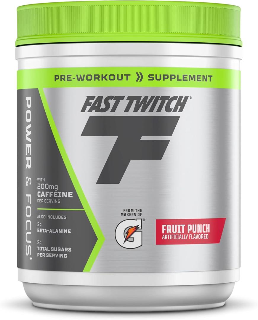 Fast Twitch, Caffeinated Pre-Workout Supplement Mix, Fruit Punch, 1.01lb (Pack of 1) Cannister (Packaging May Vary) (EXP 07/20/25)