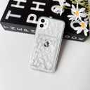 NITITOP Compatible with iPhone 11 Case Clear with Card Holder Cute Floral Flower Leaves Design for Women Girls Slim TPU and Hard Back Bumper Wallet Shockproof Protective Cover - White