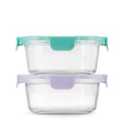 Ello Color Lock 1-Cup Round Glass Food Storage Container, 1pk Dishwasher Safe