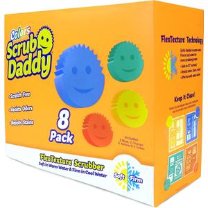 Scrub Daddy Sponges Set - Variety Colors - Scratch-Free Multipurpose Dish Sponge - BPA Free & Made with Polymer Foam - Stain & Odor Resistant Kitchen Sponge (8 Count)