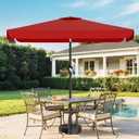 AreShark 6.5 x 10 FT Rectangular Valance Patio Umbrella, Outdoor Umbrella with Tilt and Crank, Market Table Umbrellas W/ 6 Ribs UV Protection for Garden, Deck, Backyard and Pool, Red