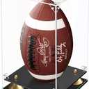 Football Display Case, Acrylic Display Case with Double Layer Base, Clear Showcase for Full Size Football, Black Base (8x8x12.5 inch, 20x20x31.5cm)