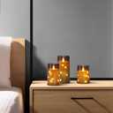 Aignis Flickering Flameless Candles Battery Operated Candles LED Candles with Remote Timer for Home/Wedding/Birthday/Holiday Decor, Grey 3D Flame Set of 3 (D3 xH4 5" 6")