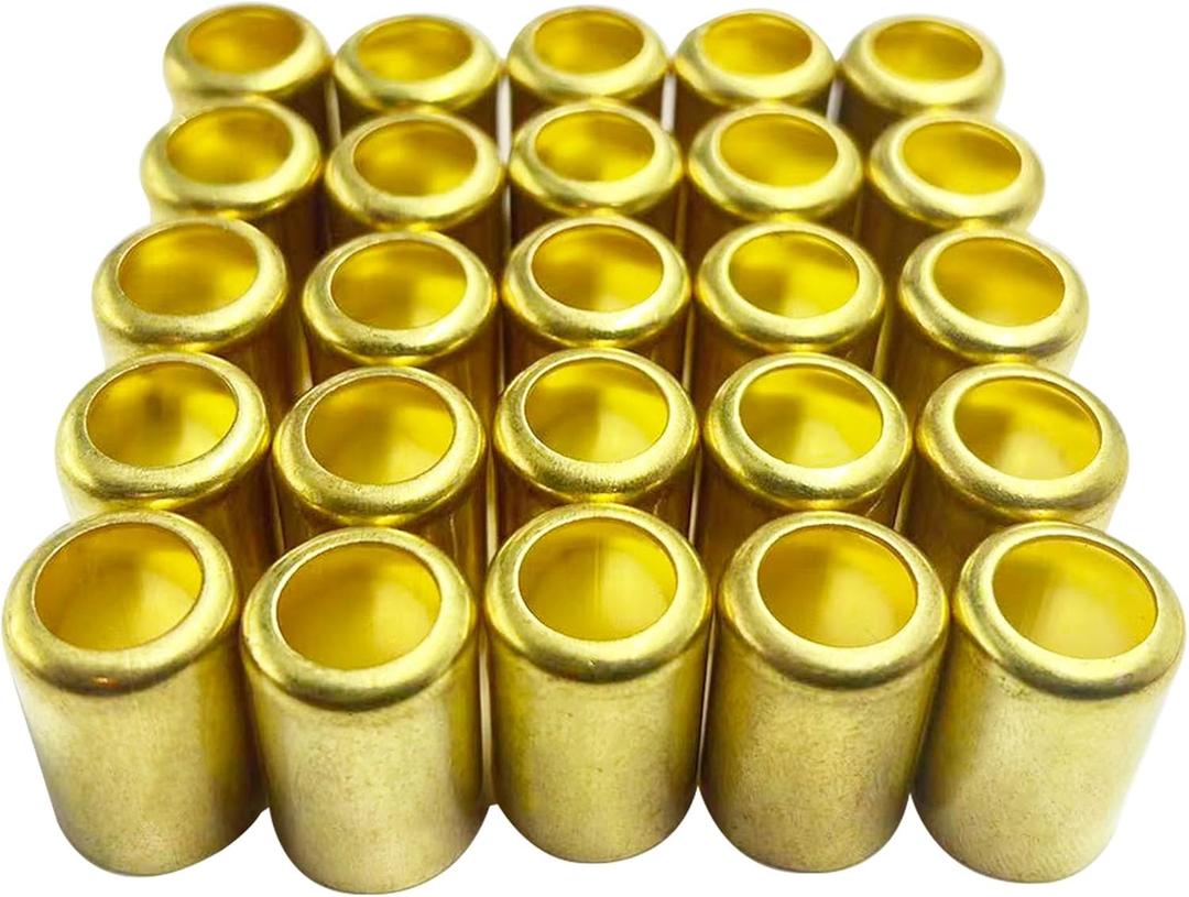 25 PCS 7328 Hose Ferrules Brass Fitting, 0.656 in ID x 1in Long Repair Ferrules for Air Hose, Acetylene Hose, Use with Crimper Tool Kit