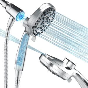 Magnetic Shower Head with Handheld - 10 Spray Modes High Pressure Filtered Showerhead, Detachable Magnetic Mount, Built-in WaterFilter, Extra Cleaning Nozzle, Chrome