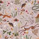 VEELIKE Pink Fairytale Forest Wallpaper Peel and Stick Moon Stars Mushroom Wallpaper Pink Contact Paper for Walls Nursery Bedroom 17.7''x118'' Removable Prepasted Woodland Vinyl Wallpaper for Bathroom