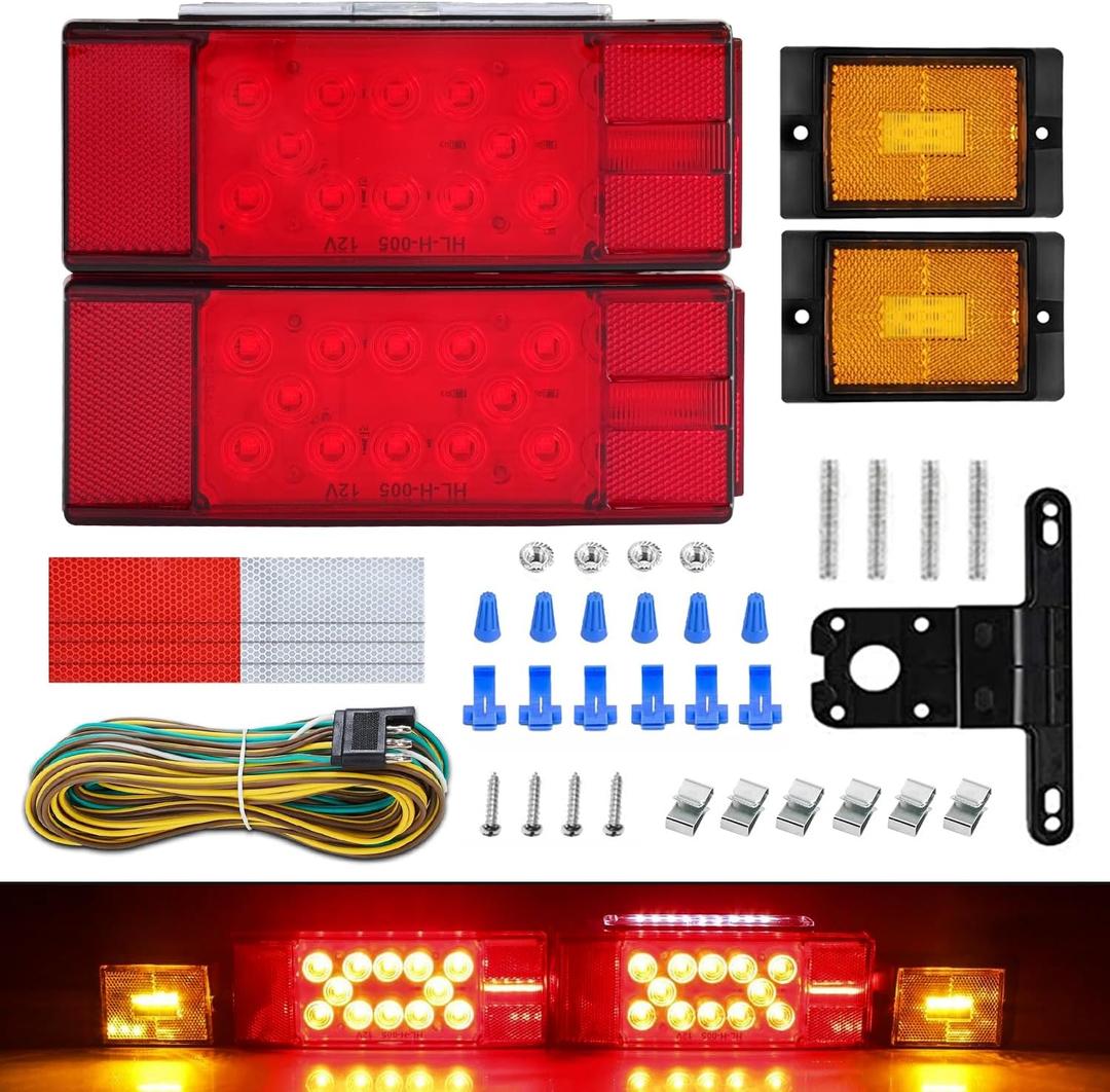Gonice Submersible Boat Trailer Light Kit - Super Bright LED Trailer Lights, Ideal for Camper Truck RV Snowmobile Under 80" - DOT Compliant, IP68 Waterproof