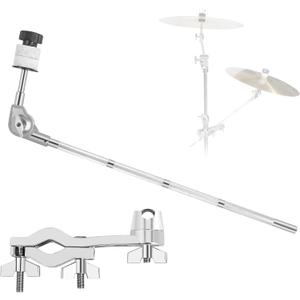 RANMING Drum Set Mounting Clamp Cymbal Stand Extension Arm L-Shaped Cymbal Clamp for 8-12 Inch Splash Cymbals, Adjustable Cymbal Arm for 15-33mm Cymbal Stands,Long Boom Cymbal Arm for Drummer Beginner