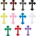 5 x 11pcs Cross Patches, Iron on/Sew on Cross Applique Patch, DIY Iron Patches for Jeans Hats Shirts Jackets Backpacks