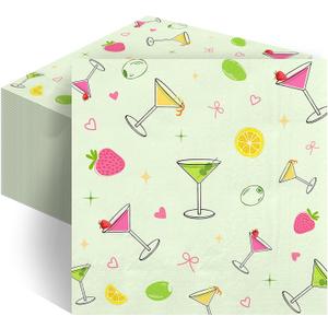 Martini Napkins 100 Pcs Green A Tini Bit Older Cocktail Napkins Disposable Olive Martini Party Supplies for Birthday Bridal Shower Luncheon Table Decorations