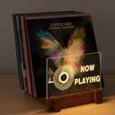 YuanDian Vinyl Record Display & Storage - Light Up Now Playing Acrylic Holder Shelf with LED Display & USB Power